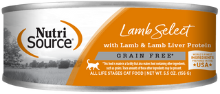 NUTRISOURCE CHAT NOURRITURE HUMIDE SANS GRAINS AGNEAU & FOIE D'AGNEAU 5.5oz