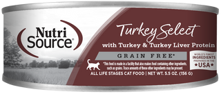 NUTRISOURCE CHAT NOURRITURE HUMIDE SANS GRAINS DINDE & FOIE DE DINDE 5.5oz