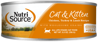 NUTRISOURCE CHAT ET CHATON NOURRITURE HUMIDE AVEC GRAINS POULET, DINDE & AGNEAU 5.5oz
