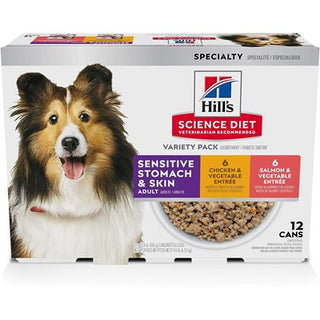 Hill's Science Diet Estomac & Peau Sensible Chien Emballage Varié Poulet Saumon 12/12.8 oz