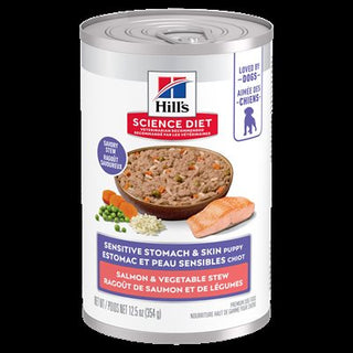 Hill's Science Diet Estomac & Peau Sensible Chiot Râgout de Saumon & Légumes 12/13oz