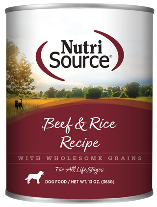 NUTRISOURCE CHIEN  NOURRITURE HUMIDE AVEC GRAINS BOEUF ET RIZ 13oz