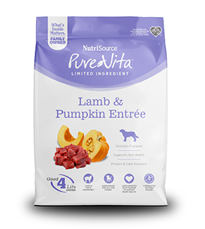 NutriSource PureVita Entrée d'agneau et citrouille sans grains pour chiens, 4-lb