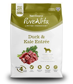 NutriSource PureVita Entrée de canard et chou frisé sans grains pour chiens, 12-lb