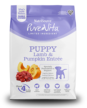 NutriSource PureVita Entrée d'agneau et citrouille sans grains pour chiots, 12-lb