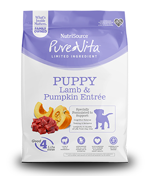 NutriSource PureVita Entrée d'agneau et citrouille sans grains pour chiots, 25-lb