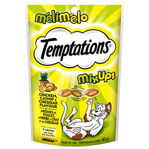 Temptations Gâteries pour Chats MéliMélo Herbe à Chats, Poulet & Fromage 85g