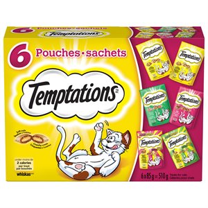 Temptations Gâteries pour Chats Emballage Varié de 6 Saveurs 510g