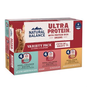 Natural Balance Ultra Protein Chat Coupes en Sauce Coffret varié 12 × 2.7 oz | Natural Balance