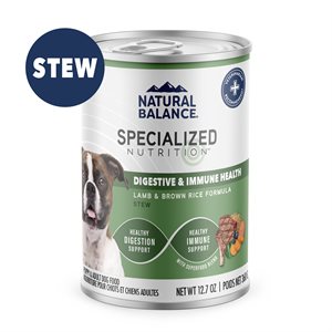 Natural Balance Specialized Nutrition Chien Digestion + Immunité Agneau & Riz Brun 12.7 oz (à l’unité) | Natural Balance