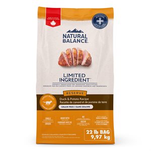 Natural Balance Ingrédients Limités Reserve Canard & Pommes de Terre Sans Céréales 22LBS | Natural Balance