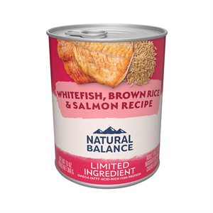 Natural Balance Dog LID Whitefish, Brown Rice and Salmon Recipe 13 oz (à l’unité) | Natural Balance