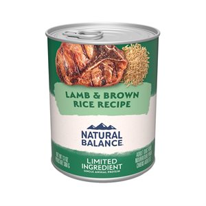 Natural Balance pour Chiens Formule « LID » d'Agneau & Riz Brun en Conserves 13 oz (à l’unité) | Natural Balance