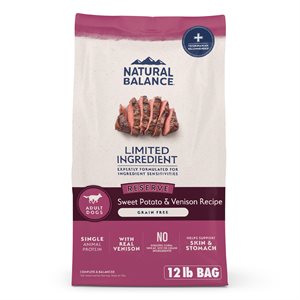 Natural Balance pour Chiens Formule « LID » de Patates Douces & Venaison 12LB | Natural Balance