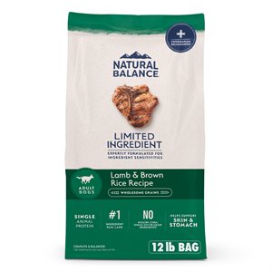 Natural Balance pour Chiens Formule « LID » d'Agneau & Riz 12 LB | Natural Balance
