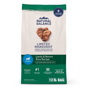Natural Balance pour Chiots Formule « LID » d'Agneau & Riz 12 LB | Natural Balance