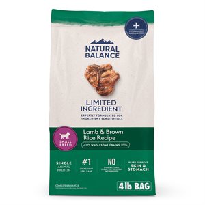 Natural Balance pour Chiens Formule « LID » d'Agneau & Riz Petit Bouchées 4 LB | Natural Balance