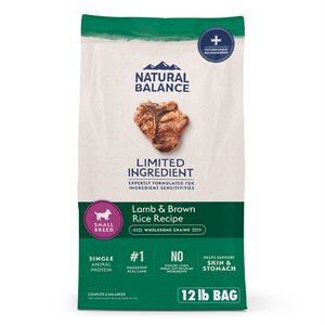 Natural Balance pour Chiens Formule « LID » d'Agneau & Riz Petit Bouchées 12 LB | Natural Balance