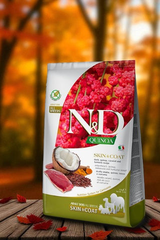 FARMINA N&D QUINOA SANS GRAINS CHIEN PEAU & POILS CANARD