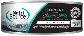 NUTRISOURCE® SERIES ELEMENT NOURRITURE HUMIDE POUR CHATS ATTRAPÉ CLASSIQUE  TRUITE, HADDOCK ET MORUE5 OZ