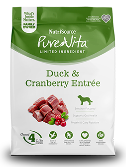 NutriSource PureVita Entrée de canard et canneberge pour chiens, 25-lb