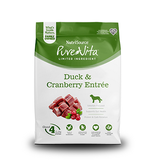 NutriSource PureVita Entrée de canard et canneberge pour chiens, 4-lb