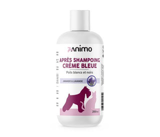 Zanimo Après-shampoing Bleu, Pour Poils Blancs Et Noirs, Pour Chien Et Chat - Amande & Lavande 250ml