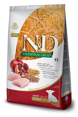 FARMINA N&D GRAINS ANCESTRAUX CHIOT MINI POULET & POMME GRENADE 5.5LBS