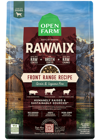 Open Farm Front Range RawMix sans céréales pour chiens Porc Boeuf et agneau
